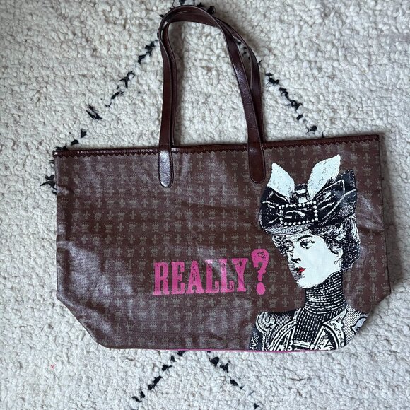 Jessica Kagan Cushman JKC Studio coated canvas tote bag "Really?" - Picture 1 of 5